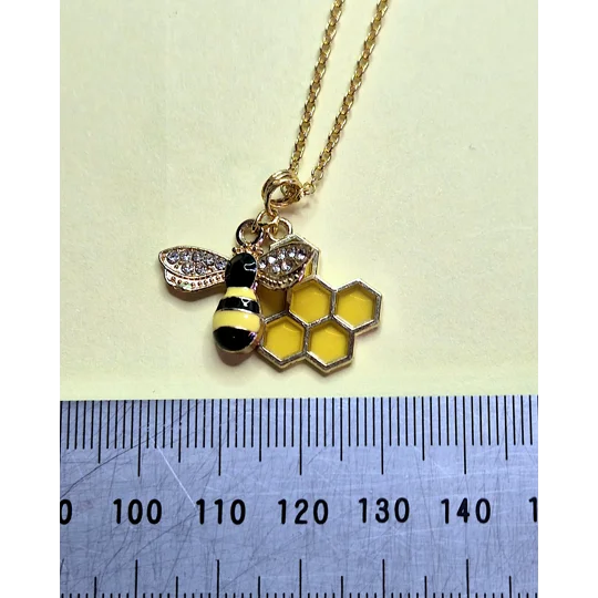 Bee on honeycomb necklace