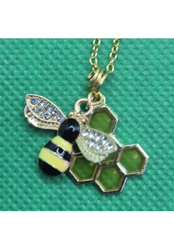 Bee on honeycomb necklace