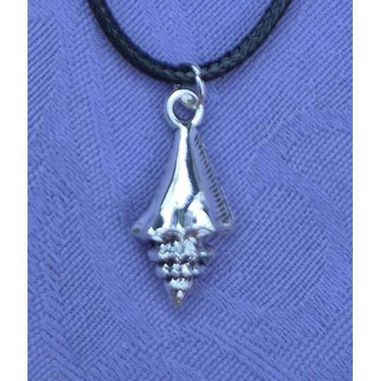 Conch shell style necklace on a 45cm black cord necklace with lobster clasp