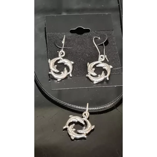Dolphin necklace and earring set