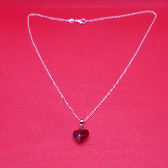 Red multifaceted Heart necklace