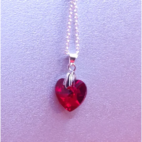Red multifaceted Heart necklace