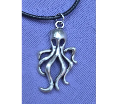 Kraken octopus necklace on a 45cm (18") black cord necklace with lobster clasp