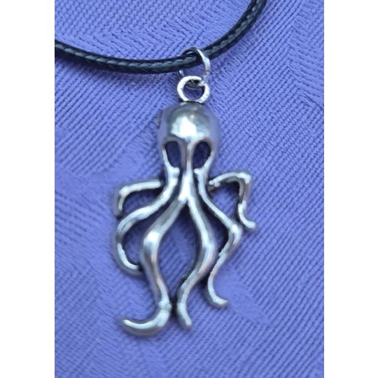 Kraken octopus necklace on a 45cm (18") black cord necklace with lobster clasp