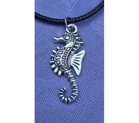 Seahorse necklace on a 45cm (18") black cord necklace with lobster clasp