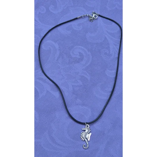 Seahorse necklace on a 45cm (18") black cord necklace with lobster clasp