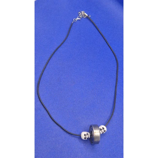 Skateboard Bearing and Skull on black cord necklace A rad piece from Xhale