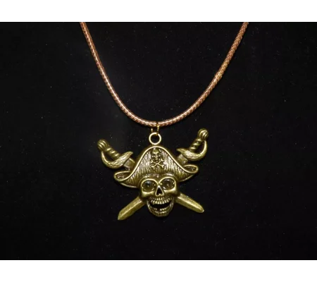 Pirate Skull & Crossbones on cord necklace