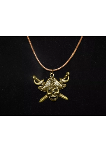 Pirate Skull & Crossbones on cord necklace