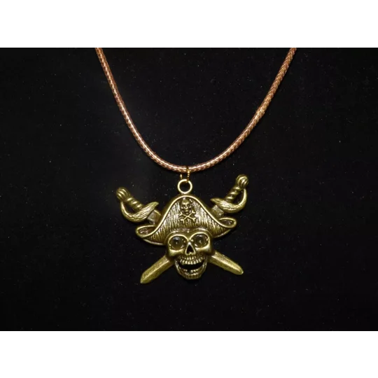 Pirate Skull & Crossbones on cord necklace
