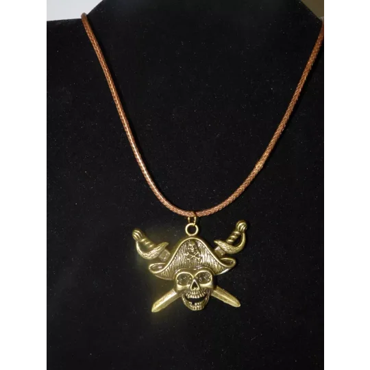 Pirate Skull & Crossbones on cord necklace