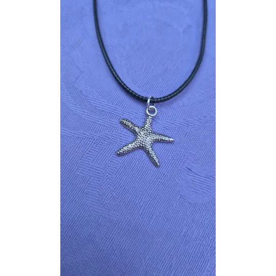 Starfish necklace on a 45cm (18") black cord necklace with lobster clasp