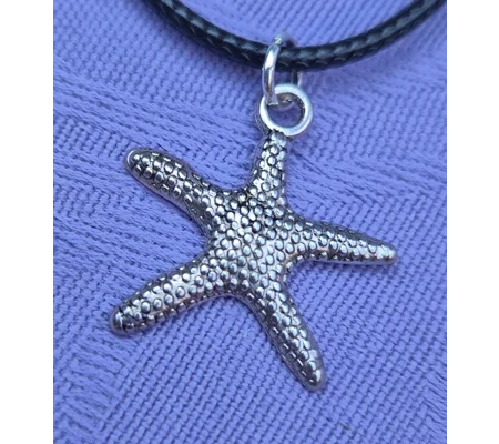 Starfish necklace on a 45cm (18") black cord necklace with lobster clasp