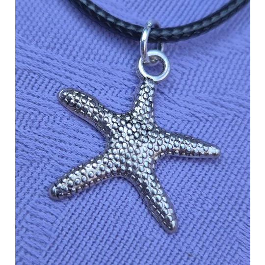 Starfish necklace on a 45cm (18") black cord necklace with lobster clasp