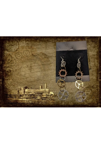 Steampunk cog drop earr..