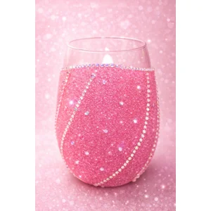 Diamond Drip Pink Wine Glass