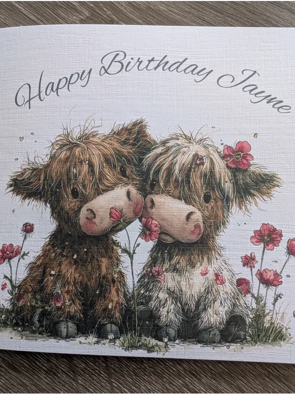 Highland Cow and Flowers