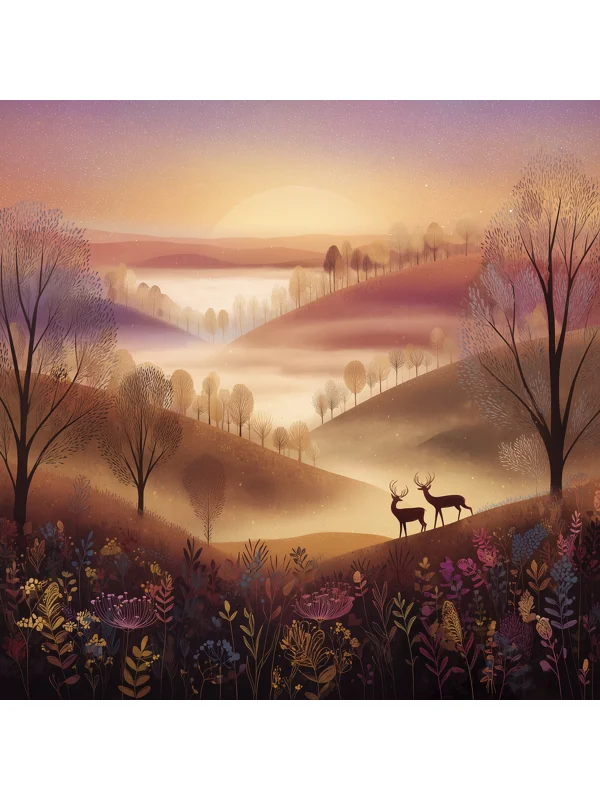 British Wildlife Deer at Sunrise