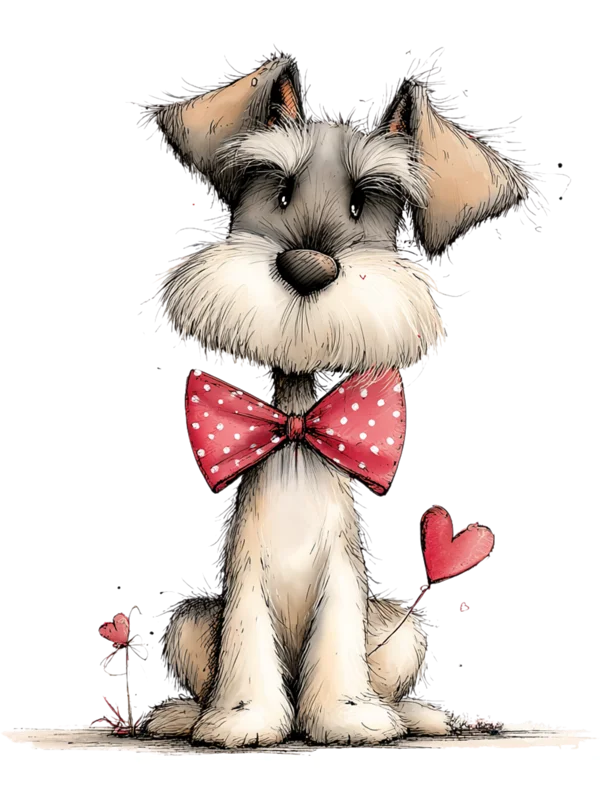 Schnauzer Dog with Bow Tie