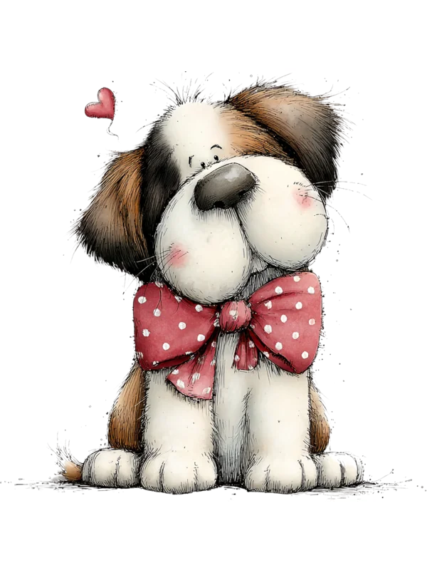 Saint Bernard Dog with Bow Tie