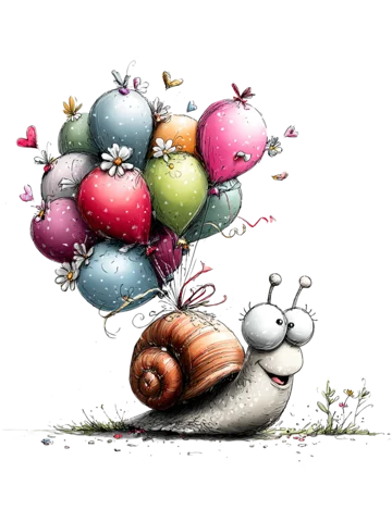 Snails with Birthday Balloons