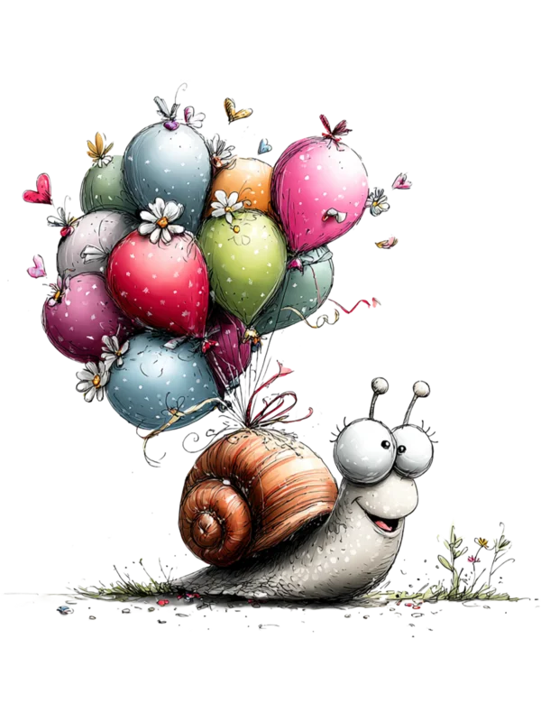 Snails with Birthday Balloons