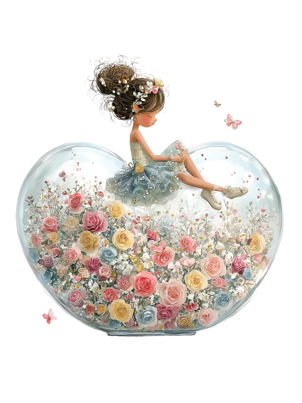 Girl sitting on flowers