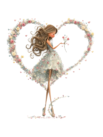 Girl with Flower Hearts