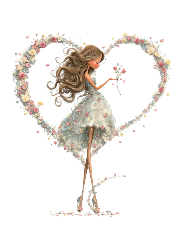 Girl with Flower Hearts