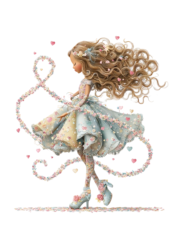 Girls with Swirling Flowers