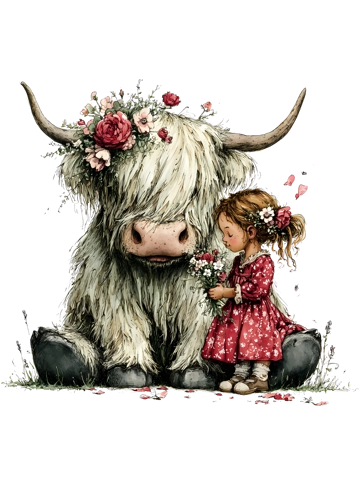 Little Girl and Highland Cow