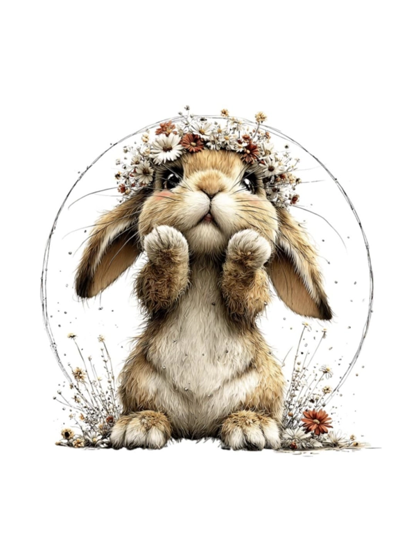 Cute Bunny with Flowers