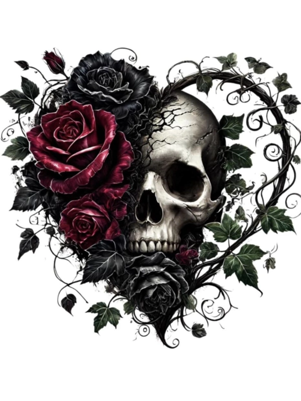 Goth Skull and Rose