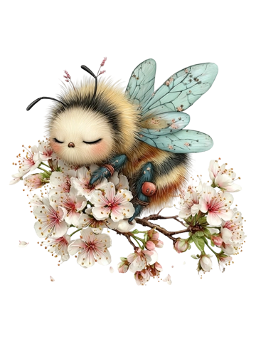 Beautiful Bee and Cherry Blossom