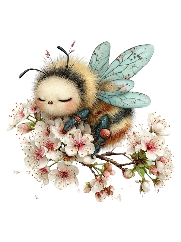 Beautiful Bee and Cherry Blossom