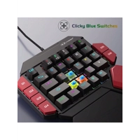 Magegee One Handed Professional Gaming Keyboard, Color Backlit 35 Keys Mini Wired Mechanical Keyboar