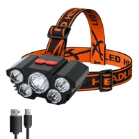 5 LED Flashlight Rechargeable with Built in Battery Strong Light Camping Adventure Fishing Head Ligh