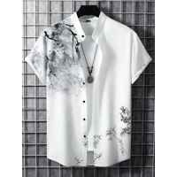 Manfinity RSRT Men Plants Print Button up Shirt without Tee Manfinity RSRT Men Plants Print Button up Shirt without Tee