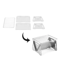 Wood Burning Camp Stove Picnic BBQ Cooker/Portable Folding Backpacking Stove with Grill-Grid Wood Fi