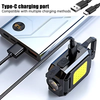 Mini Flashlight Keychain Light COB Work Light USB Rechargeable Lamp with 90° Foldable Side Lights Su