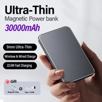 Magnetic 30000Mah Power Bank Wireless Portable Fast Charger Slim Metal Powerbank External Spare Batt