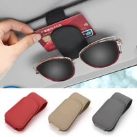 Universal Car Auto Sun Visor Eyeglass Hanger Clip Leather Glasses Holder Magnetic Multi-Function Aut