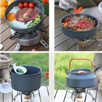 Portable Camping Cookware Set Outdoor Pot Tableware Kit Cooking Water Kettle Pan Travel Cutlery Uten