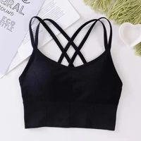 Sexy Women Tops Back Cross Strap Tank Top Push up Running Sports Bra Breathable Soft Fitness Beauty