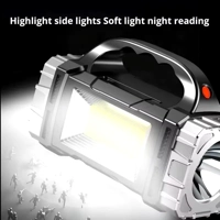 Portable Powerful USB Rechargeable Flashlight Solar LED Light with COB Work Light 4 Gear Charge Mobi Portable Powerful USB Rechargeable Flashlight Solar LED Light with COB Work Light 4 Gear Charge Mobi