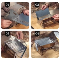 Wood Burning Camp Stove Picnic BBQ Cooker/Portable Folding Backpacking Stove with Grill-Grid Wood Fi