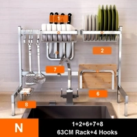 DIY Storage Holder Stainless Steel Kitchen Organizer Multifunction Kitchen Shelf Wall Drain Dish Bas