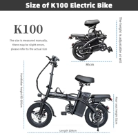 Ebike K100 400W 48V 30AH Electric Bike Adult Fat Tire Folding Electric Bicycle City Commuter Electri Ebike K100 400W 48V 30AH Electric Bike Adult Fat Tire Folding Electric Bicycle City Commuter Electri