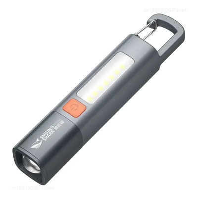 SMILING SHARK Outdoor Flashlight Strong Light Variable Focus with Floodlight Side Lights Mini Flashl