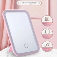 LED Touch Screen Makeup Mirror Folding Mirror Lighted Makeup Mirror 3 Colors Light Modes USB Recharg